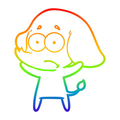 rainbow gradient line drawing cartoon unsure elephant
