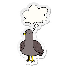 cartoon bird and thought bubble as a printed sticker
