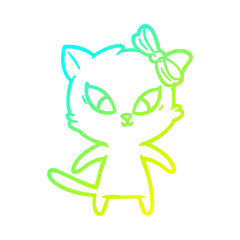 cold gradient line drawing cartoon cat