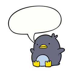 cute cartoon penguin and speech bubble
