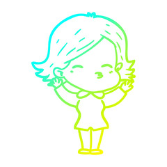 cold gradient line drawing cartoon woman
