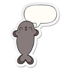 cartoon seal and speech bubble sticker