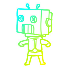 cold gradient line drawing cartoon robot