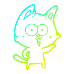 cold gradient line drawing funny cartoon cat