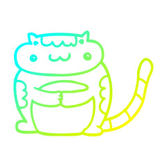 cold gradient line drawing cute cartoon cat