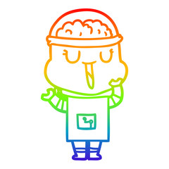 rainbow gradient line drawing happy cartoon robot