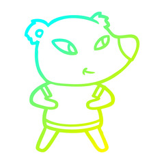 cold gradient line drawing cute cartoon bear