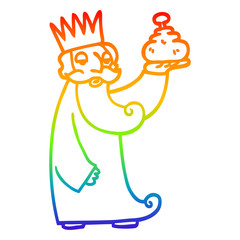 rainbow gradient line drawing one of the three wise men cartoon