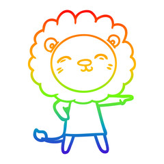 rainbow gradient line drawing cartoon lion
