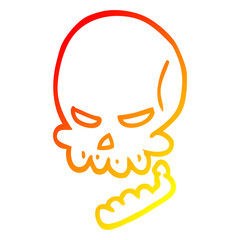 warm gradient line drawing cartoon halloween skull