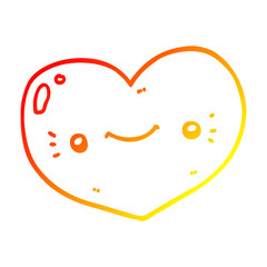 warm gradient line drawing heart cartoon character