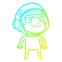 cold gradient line drawing happy cartoon astronaut