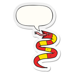 hissing cartoon snake and speech bubble sticker