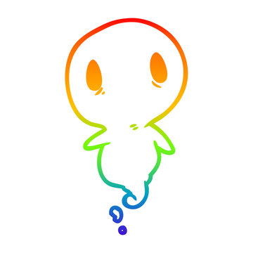 rainbow gradient line drawing cute ghost