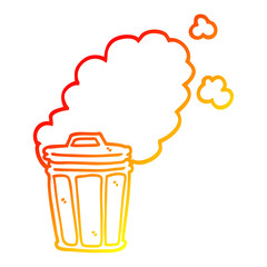 warm gradient line drawing cartoon stinky garbage can