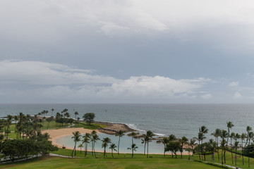 Fototapeta na wymiar Beautiful aerial lagoon vista on Oahu, Hawaii