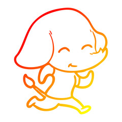 warm gradient line drawing cute cartoon elephant