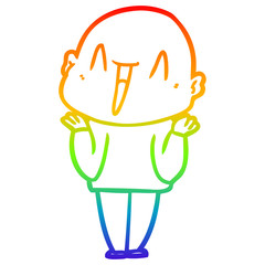 rainbow gradient line drawing happy cartoon bald man