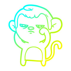 cold gradient line drawing cartoon annoyed monkey