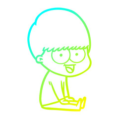 cold gradient line drawing happy cartoon boy