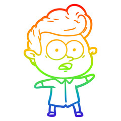 rainbow gradient line drawing cartoon staring man