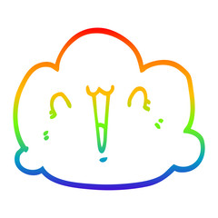 rainbow gradient line drawing happy cloud cartoon