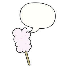 cartoon candy floss on stick and speech bubble