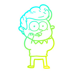 cold gradient line drawing cartoon staring man