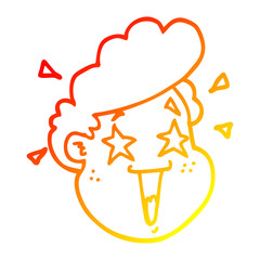 warm gradient line drawing cartoon happy face