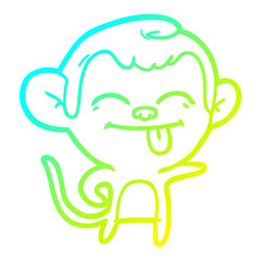 cold gradient line drawing funny cartoon monkey pointing