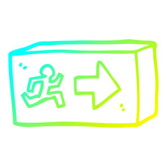 cold gradient line drawing cartoon exit sign