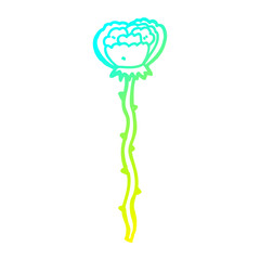 Fototapeta premium cold gradient line drawing cartoon flower
