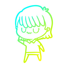 cold gradient line drawing cartoon woman