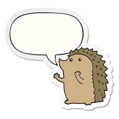 cartoon hedgehog and speech bubble sticker