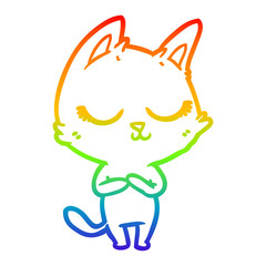 rainbow gradient line drawing calm cartoon cat