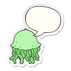 cartoon jellyfish and speech bubble sticker