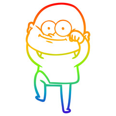 Obraz premium rainbow gradient line drawing cartoon bald man staring