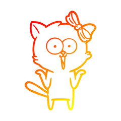 Obraz premium warm gradient line drawing cartoon cat