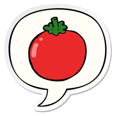 cartoon tomato and speech bubble sticker