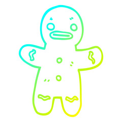 cold gradient line drawing cartoon gingerbread man