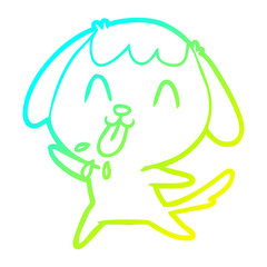 cold gradient line drawing cute cartoon dog
