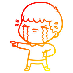 warm gradient line drawing cartoon man crying