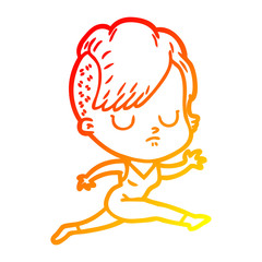 warm gradient line drawing cartoon woman