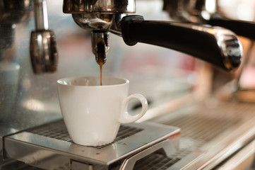 black coffee morning on coffee maker