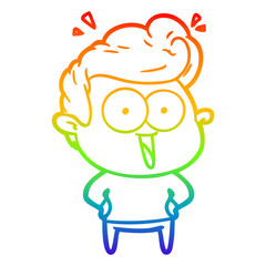 rainbow gradient line drawing cartoon excited man