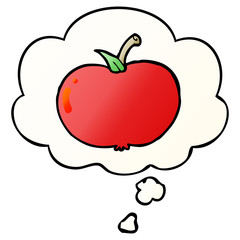 cartoon apple and thought bubble in smooth gradient style