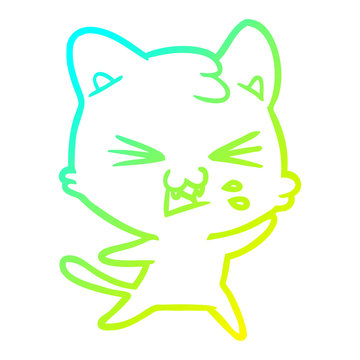 recommend clip art: cold gradient line drawing cartoon cat hissing