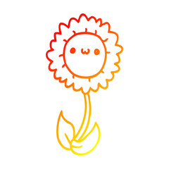warm gradient line drawing cartoon flower