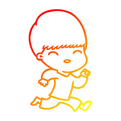 warm gradient line drawing happy cartoon boy
