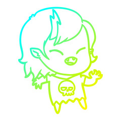 Obraz premium cold gradient line drawing cartoon laughing vampire girl